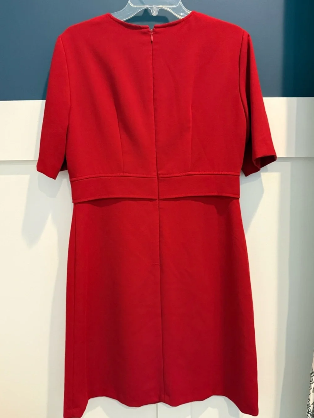 Tahari ASL Scarlet Red Short Sleeve Sheath Mini Dress Size 8 - Picture 3 of 7